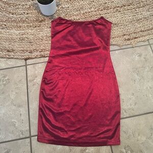 RED SATIN MINI BODYCON DRESS